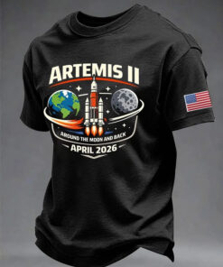 Artemis II Mission T-Shirt Around The Moon And Back April 2026 Space Flight Git For Men - Homegiftaura