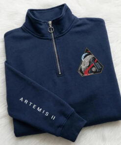 Artemis II Rocket Launch Half Zip Sweatshirt Moon Mission Patch Merch Gift For Men - Homegiftaura