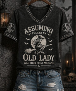 Assuming I'm Just An Old Lady V-Neck T-Shirt Halloween Womens Clothing Halloween Gift For Wife