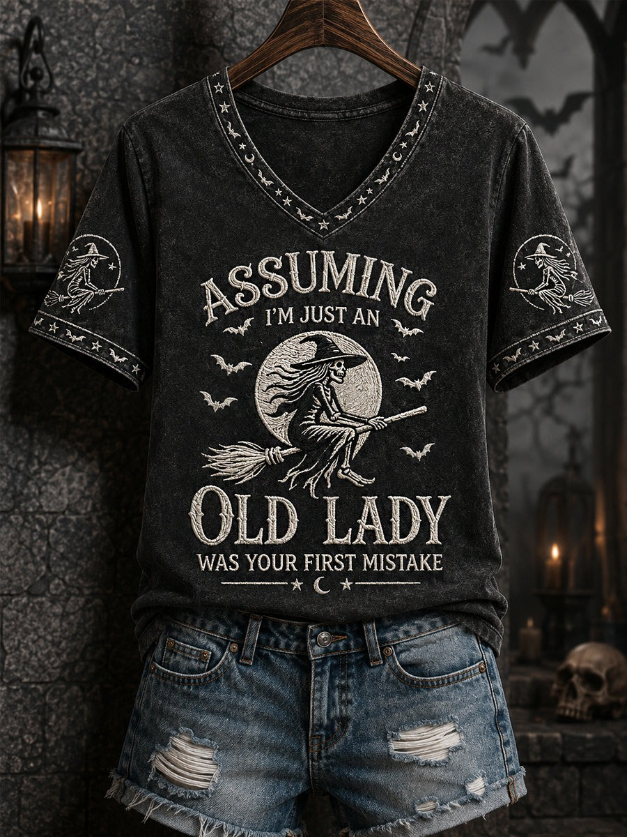 Assuming I'm Just An Old Lady V-Neck T-Shirt Halloween Womens Clothing Halloween Gift For Wife