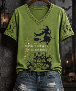 Assuming I'm Just An Old Lady V-Neck T-Shirt Halloween Womens Clothing Perfect Gift For Her