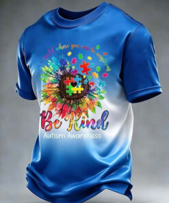 Autism Awareness Sunflower Be Kind T-Shirt Puzzle Piece Clothing Gift For Special Educators - Homegiftaura