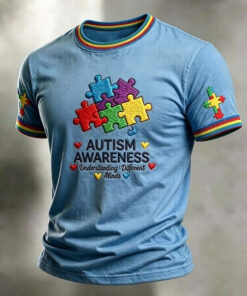 Autism Awareness T-Shirt Autism Heart Puzzle Piece Clothing Support Gift - Homegiftaura