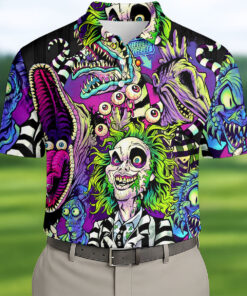 Beetlejuice Horror Polo Shirt Ghost Halloween Mens Apparel Spooky Movie Gifts For Men