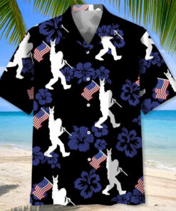Bigfoot American Flag Hawaiian Shirt Tropical Sasquatch Aloha Shirt Summer Apparel - Homegiftaura