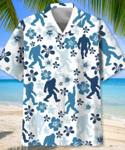 Bigfoot Hawaiian Shirt Men's Floral Sasquatch Aloha Shirt Bigfoot Gift Items - Homegiftaura