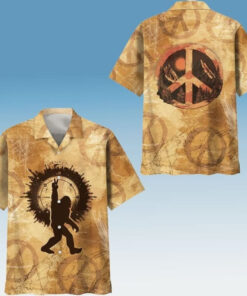 Bigfoot Peace Hand Sign Hawaiian Shirt Vintage Aloha Shirt Gifts For Sasquatch Lovers - Homegiftaura