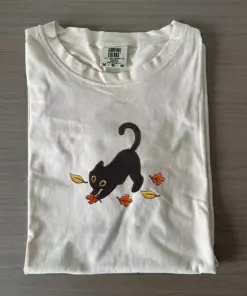 Black Cat T-Shirt Halloween Ghost Pumpkin Clothing Cute Spooky Cat Gifts For Men