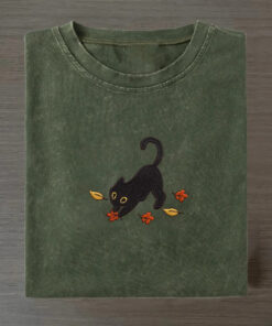 Black Cat T-Shirt Halloween Ghost Pumpkin Clothing Spooky Autumn Fall Gifts For Sister