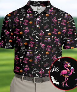 Black Par Then Bar Flamingo Polo Shirt Halloween Mens Merch Gift Ideas For Him