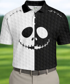 Black White Skull Face Polo Shirt Halloween Golf Mens Clothing Gift Ideas For Him