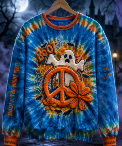 Boo Ghost Peace Sign Tie Dye Sweatshirt Halloween Season Mens Apparel Gifts For Your Friend