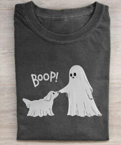 Boop Ghost Dog T-Shirt Cute Halloween Dog Lover Clothing Spooky Season Gifts For Her