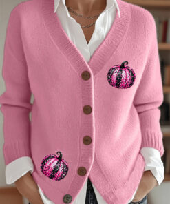 Breast Cancer Awareness Cardigan Pink Ribbon Fighter Clothing For Women - Homegiftaura
