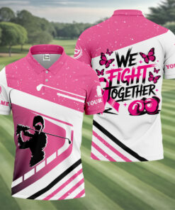 Breast Cancer Awareness Halloween Polo Shirt Pink Ribbon Mens Apparel