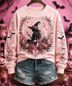 Breast Cancer Awareness Month 2026 Merch Halloween Pink Ribbon Sweatshirt Gift Ideas For Mom