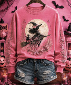 Breast Cancer Awareness Month 2026 Merch Halloween Witch Sweatshirt Cancer Survivor Gift