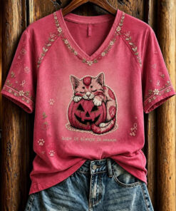 Breast Cancer Awareness Month Merch Hope Is Always In Season V-Neck T-Shirt Pink Warrior Gifts