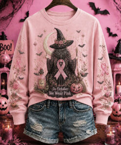 Breast Cancer Awareness Pink Merch In October We Wear Pink Sweatshirt Halloween Gifts For Her