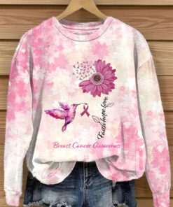 Breast Cancer Awareness Sweatshirt Breast Cancer Support Graphic Shirts For Her - Homegiftaura