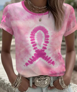 Breast Cancer Awareness T-Shirt Pink Ribbon Breast Cancer Apparel For Women - Homegiftaura