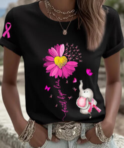 Breast Cancer Awareness T-Shirt Pink Ribbon Support Tee For Her - Homegiftaura