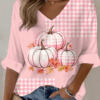 Breast Cancer Awareness V-Neck Long Sleeve Shirt Pink Ribbon Breast Cancer Tee For Women - Homegiftaura