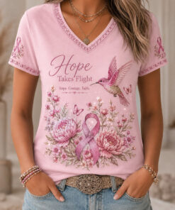 Breast Cancer Awareness V-Neck Shirt Breast Cancer Awareness Everyday Wear For Women - Homegiftaura