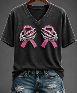 Breast Cancer Awareness V-Neck Shirt Breast Cancer Awareness Shirt For Mom - Homegiftaura