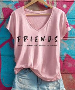 Breast Cancer Awareness V-Neck Shirt Breast Cancer Awareness Top Gift For Her - Homegiftaura