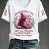 Breast Cancer Awareness V-Neck T-Shirt Halloween Faith Hope Merch Pink Ribbon Gifts For Her