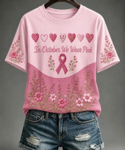 Breast Cancer Merch In October We Wear Pink T-Shirt Pink Ribbon Gifts For Patient