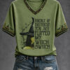 Buckle Up Buttercup You Just Flipped V-Neck T-Shirt Funny Witch Halloween Merch Gifts For Wife