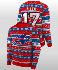 Buffalo Bills Football Merch Josh Allen 17 Game Day Ugly Sweater Bills Pride Christmas Gifts