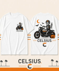 Celsius Merch Skeleton Biker Halloween Witch T-Shirt Energy Drink Husband Gifts