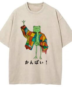 Cheers Frog Washed T Shirt Everyday Comfort Graphic Shirt Gifts For Brother Gypsysystersgift - Homegiftaura