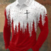 Christian Christmas Long Sleeve Polo Shirt Religious Holiday Clothes Festive Gifts For Men