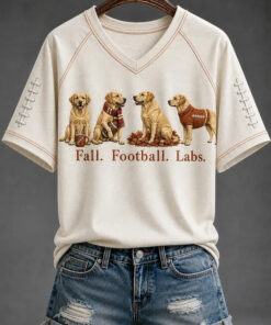 Christian Fall Football Labs V-Neck T-Shirt Womens Apparel Presents For Sister