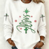 Christian Jesus Christmas Tree Sweatshirt Religious Clothing Cross Gifts For Her