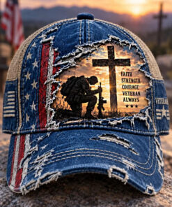 Christian Soldier Baseball Hat Cross Patriotic Mens Cap Veterans Day Memorial Gift