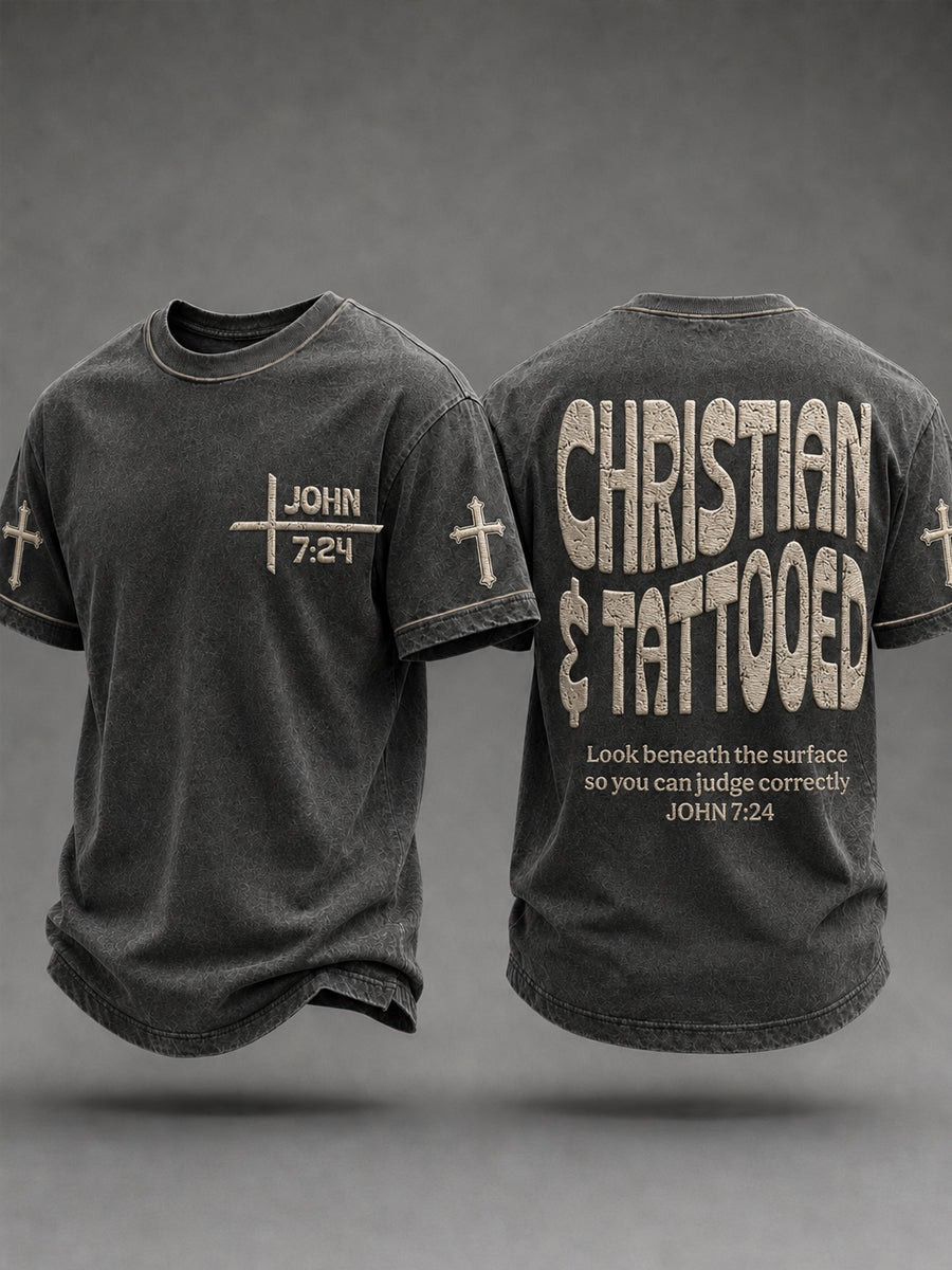 Christian Tattooed T-Shirt Christian Faith Clothes Birthday Present For Brother