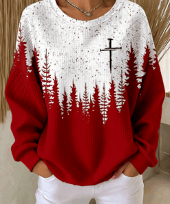 Christmas Christian Sweatshirt Religious Cross Apparel Faith Gifts For Mom