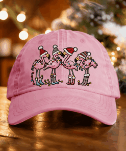 Christmas Flamingos Pink Baseball Hat Funny Santa Hat Flamingo Merch Xmas Gifts
