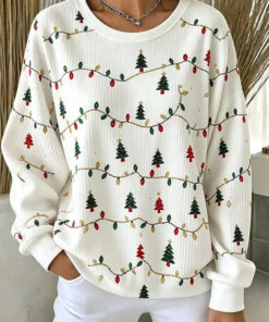 Christmas Lights Sweatshirt Colorful Womens Apparel Xmas Gifts For Sister