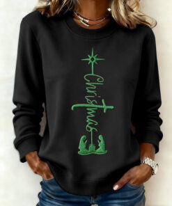 Alternative view of Christmas Sweatshirt Cross Christian Clothes Faith Jesus Gifts For Sister