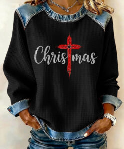 Christmas Sweatshirt Religious Holy Cross Clothing Jesus Gifts For Her