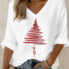 Christmas Tree Faith V-Neck Raglan Shirt Religious Clothing Christian Gifts For Mom