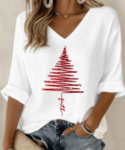 Christmas Tree Faith V-Neck Raglan Shirt Religious Clothing Christian Gifts For Mom