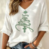 Christmas Tree V-Neck Raglan Shirt Cross Christian Womens Apparel Ideas For Her