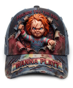 Chucky Merch Friends Till The End Baseball Hat Halloween Creepy Movie Presents For Fan